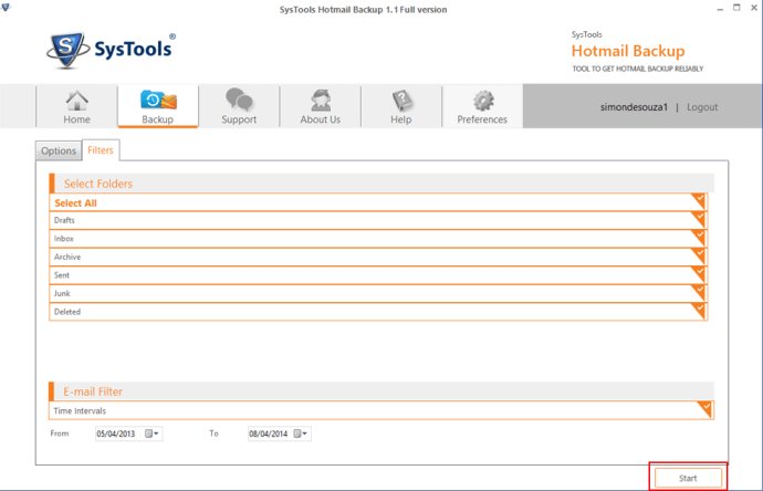 SysTools Hotmail Backup