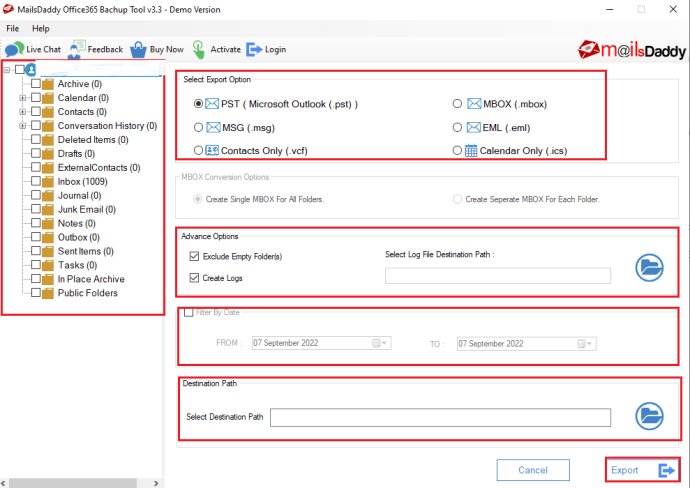 MailsDaddy Office 365 Backup Tool